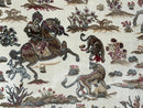 Turkish Silk Hunting Scene Rug 4x6, Ivory, Bamboo Silk, New