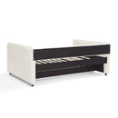 Daybed with Trundle Upholstered Tufted Sofa Bed, Full Size, Boucle Fabric, Beige(83'x58.5'x29.5')