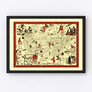 Vintage Map of United States 1952