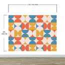 Retro Circle Geometric Wallpaper Peel and Stick Mural. Groovy Shape Patterns Mid Century Modern Retro Design.