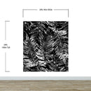 Black and White Fern Botanical Wallpaper. Peel and Stick Mural.