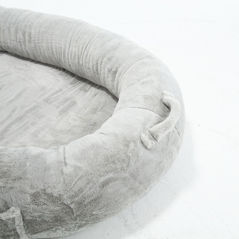 Human Dog Bed for Adult, Giant Extra Large Memory Foam Human Size Pet Bed for People, Fluffy Plush Dog Bed for Human with Storage Pocket  Cover Portable Handle Non-Slip Bottom