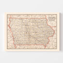 Vintage Railroad Map of Iowa 1882