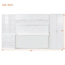 Full Size Murphy Bed Wall Bed with Closet , Drawers and Shelves, White