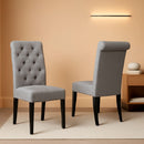 Leviton Gray Solid Wood Tufted Dining Chair Set Of 2