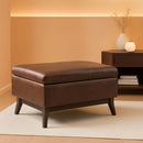 Mid Century Distressed Chestnut Lift Top Coffee Table Ottoman