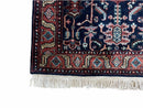 4x6 Vintage Handmade Wool Geometric Rug Organic Dyes Blue Red Hand-Knotted Rug