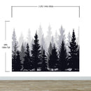 Black and White Pine Tree Forest Wallpaper.