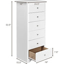 White Wooden 6 Drawer Dresser Chest For Bedroom Storage
