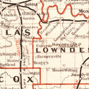 Vintage Railroad Map of Alabama 1882
