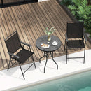 Patio Table And Chairs Set 3 Piece With DPC Tabletop And Folding Counter Height Chairs