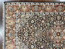 Silk Indian Kashmiri Rug 3x5, Indo Persian Silk on Silk Carpet, Very Fine 350 KPSI, Navy Blue, Handmade, Floral Medallion