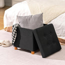 Black Linen Premium Storage Cube Ottoman Tray 15Inch