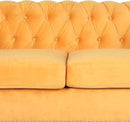 Three Piece Mango Velvet Chesterfield Sofa Set With Club Chair And Loveseat For Living Room