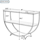 Rustic Industrial Design Demilune Shape Textured Metal Distressed Wood Console Table (Dark Brown)