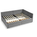 Full Size Upholstered Tufted Bed Frame with Two Drawers, Sofa Bed Frame with Comfortable Backrest and Armrests, Velvet, Grey(79.5''x58''x25'')