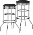Heavy Duty Backless Swivel Bar Stools with Faux Leather