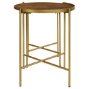 Malka 2-piece Round Wood Nesting Table Dark Brown and Gold