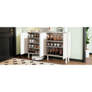 ON-TREND Minimalist Shoe Cabinet with 5 Solid Wood Legs, Cream Style Sideboard Buffet Cabinet with Fluted Doors, Large 4-Door Storage Cabinet with Adjustable Shelves for Living Room, White, 55.1*13.7'