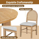 Retro Solid Wood Dining Set Natural Finish Extendable