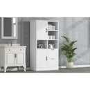 Bathroom Storage Cabinet with Doors and Drawers, Multiple Storage Space, Freestanding Style, Open Shelve, Adjustable Shelf, White