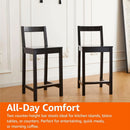 Black Wooden Bar Stools With Backrests Counter Height Set Of 2
