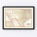 Vintage Railroad Map of Texas 1882