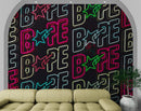 Neon Bape Brand Lights Wallpaper Mural. Streetwear Hype Beast Aesthetics.