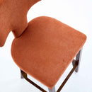 Mid Century Modern Counter Height Bar Stools Set of 2, Farmhouse Linen Fabric Upholstered Accent Chair Curved Backrest with Copper Nails around,Kitchen Chairs with Hardwood Frame, Orange