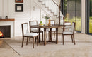 TREXM 5-Piece Extendable Dining Table Set for 4, Round Dining Table for 4 with Upholstered Chairs, Farmhouse Kitchen Table Set with Removable Leaf for Dining Room and Kitchen (Brown)