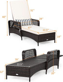 Adjustable Rattan Chaise Lounge Chair for Outdoor Relaxation