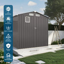 6X 3.5FT Metal Outdoor Storage Shed, Tool Shed with Pitched Roof Watertight with Positive Window and Lockable Door Compact Metal Tool Room for Garden, Backyard, Patio, Sundries and Bike Storage, Gray