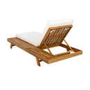 LOUNGE CHAISE SET, SPACE AVAILABLE ON ONE SIDE,ACACIA WOOD WITH WATER-RESISTANT LOUNGE CUSHIONS (CREAM & 4 INCH THICK) - MATCHING DARK GREY VERSION AVAILABLE