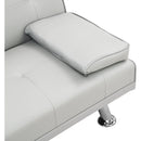 Sofa Bed with Armrest two holders WOOD FRAME, STAINLESS LEG, FUTON WHITE PVC