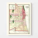 Vintage Map of Chicago, Illinois 1872