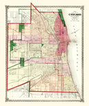 Vintage Map of Chicago, Illinois 1872