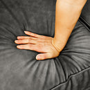 Chesterfield Sofa Tufted  Upholstered PU 3-Seater Sofa Scrolled Arms with Nailhead Decoration, DGY (88.5''x37''x28'')