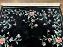 Chinese Wool Rug 6x9, Black, Floral, Minimal Design, 90 Line Carpet, Vintage Art Deco Rug
