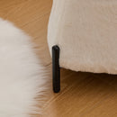 Ivory Faux Fur Upholstered Storage Ottoman Set with Metal Legs, Coffee Table with Reversible Lid