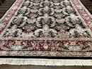 Sino Persian Rug 9x12, Black, Floral Bouquets
