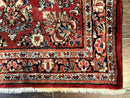 Red Persian Sarouk Rug 3 x 5.8, Antique Wool Carpet, 210 KPSI