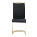Modern Dining Chairs, PU Faux Leather High Back Upholstered Side Chair with Golden C-shaped Tube Metal Legs for Dining Room,Kitchen(Set of 2 )(Black+PU)W115171346