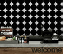 Modern Geometric Black Circle Wallpaper Mural.