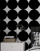 Modern Geometric Black Circle Wallpaper Mural.