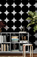 Modern Geometric Black Circle Wallpaper Mural.