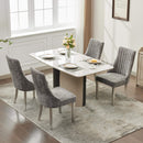 Rayon Cloth Flocking Chenille Dining Chairs Channel Kitchen Dinner Chair Comfy Fabric Upholstered Accent Chair for Dining Room with Silver Brushed Stainless Steel Legs,Set of 2 (Gray), SW1747GY