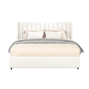 Anda Patented 2-Drawers Storage Bed Queen Size Ivory Boucle Upholstered Platform Bed, Tufted Headboard, Wooden Slat Mattress Support, No Box Spring Needed