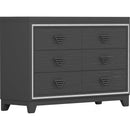 Elegant Dresser with Metal Handle and Sparkling Shiny Decoration, Storage Cabinet with 6 Drawers for Bedroom, Living Room, Black