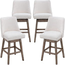 Swivel Upholstered Bar Stool With Back Wood Legs Set Of 4