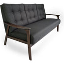 Athena Mid Century Waffle Stitch Tufted Accent Sofa with Rubberwood Legs